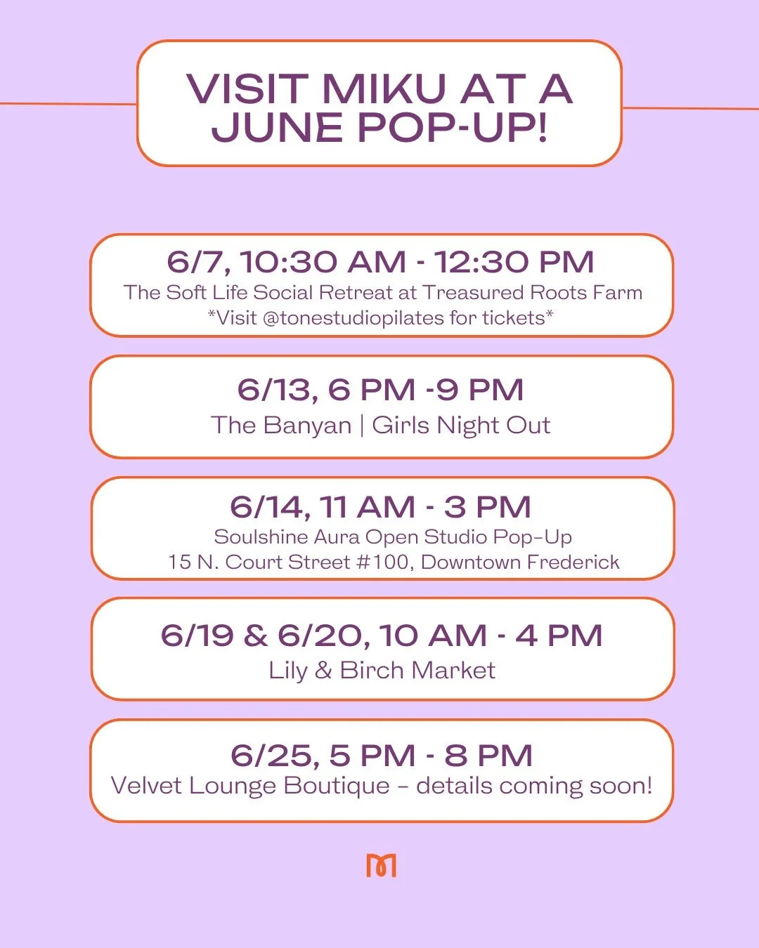 JUNE POP-UPS ARE HERE! It includes everything from cozy retreats to girls nights to open studio stopping downtown✨ There&rsquo;s something for everyone in this lineup:
⠀⠀⠀⠀⠀⠀⠀⠀⠀
6/7, 10:30-12:30 | The @tonedstudiopilates Soft Life Social Retreat at @