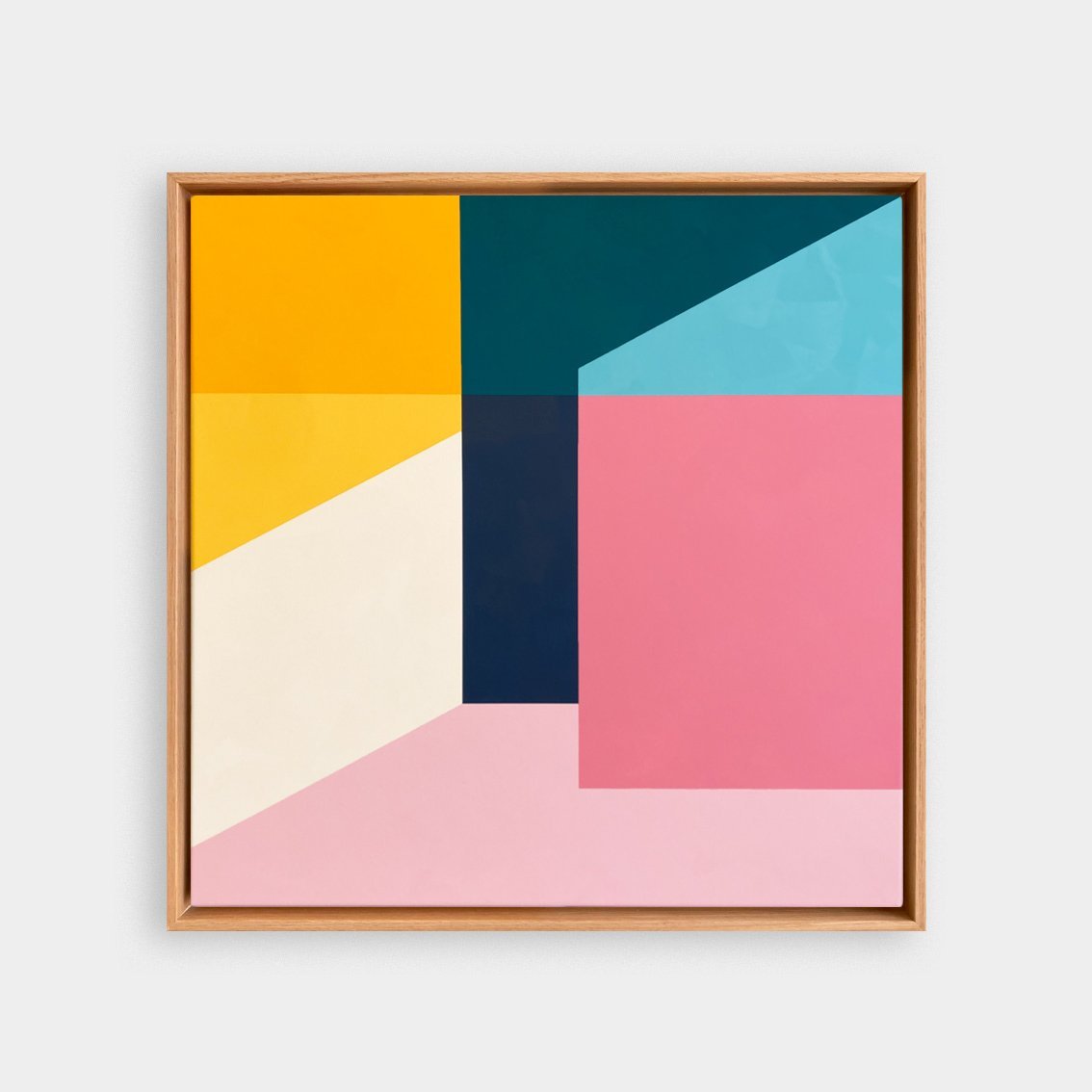 Enhance your space with Elysian, a handcrafted geometric painting. Bold shapes, rich colours & a mid-century modern touch.