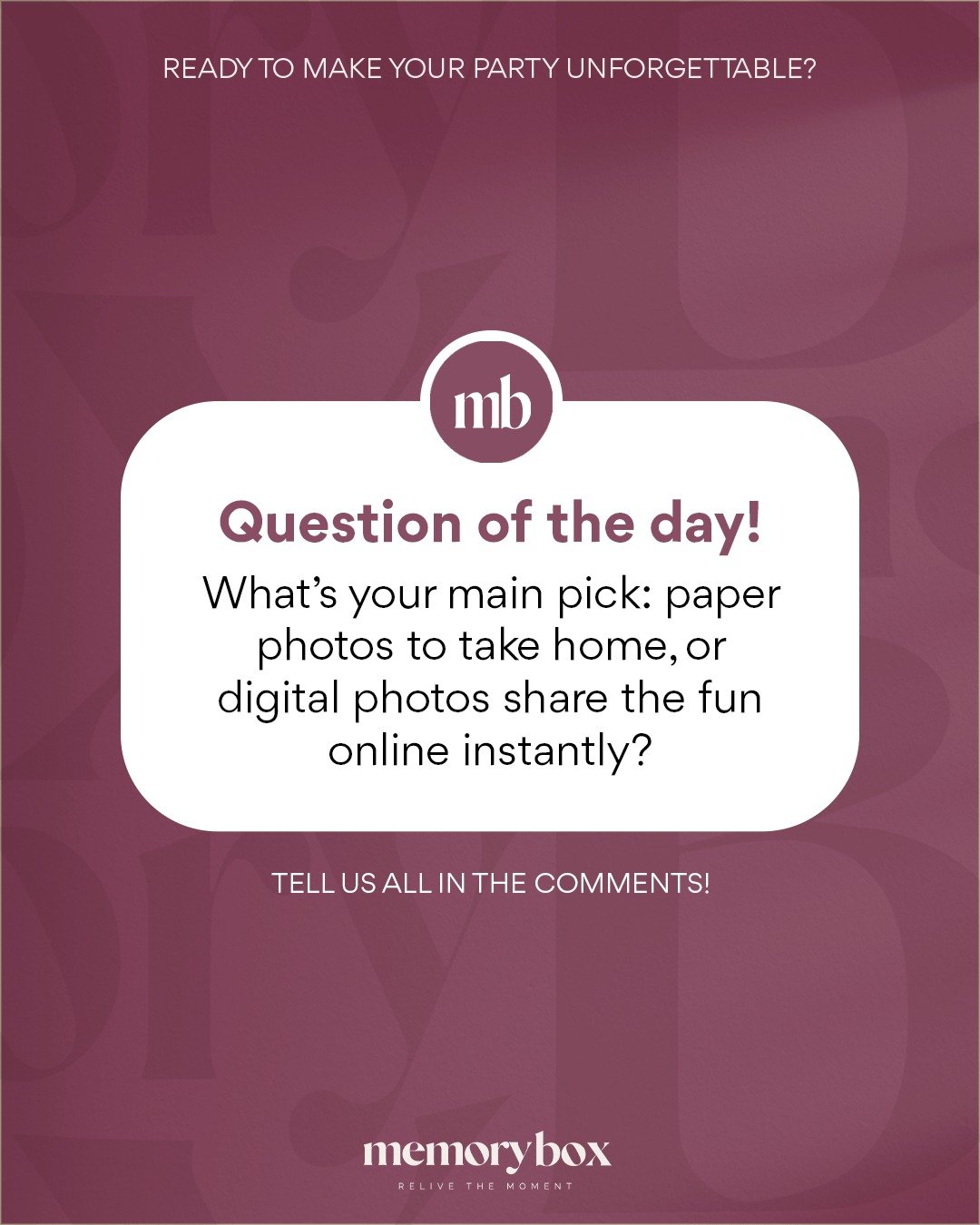 Are you Team Paper or Team Digital? 📸 ✨

Do you love the charm of holding a photo in your hands or the instant joy of sharing online? With Memory Box, you don&rsquo;t have to choose&mdash;you can have both! Drop your preference below 👇 and let&rsqu