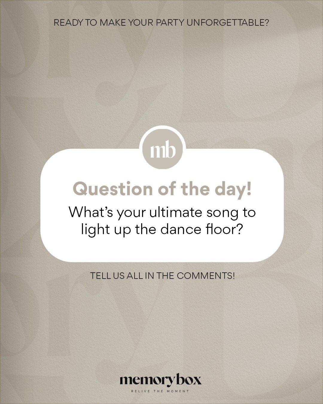 What&rsquo;s your ultimate song to light up the dance floor? 🎶 Let&rsquo;s hear those bangers that get everyone moving! 💃🕺

Drop your song picks below, and let&rsquo;s build the ultimate party playlist. Who knows, your fave might just be the one t