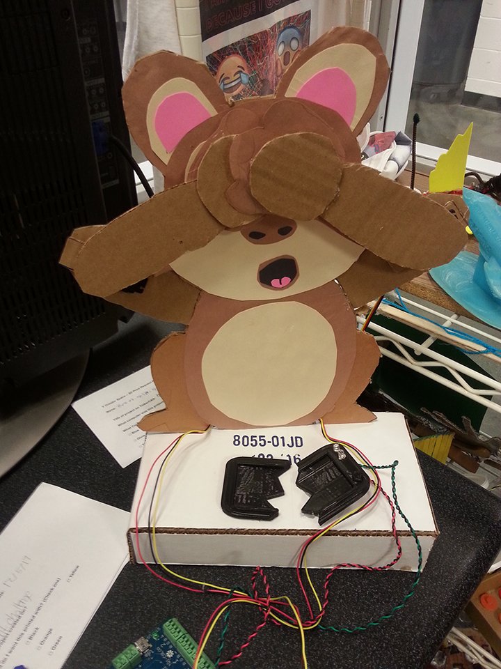 This little monkey is distraught about his broken cell-phone (Eyes covered)