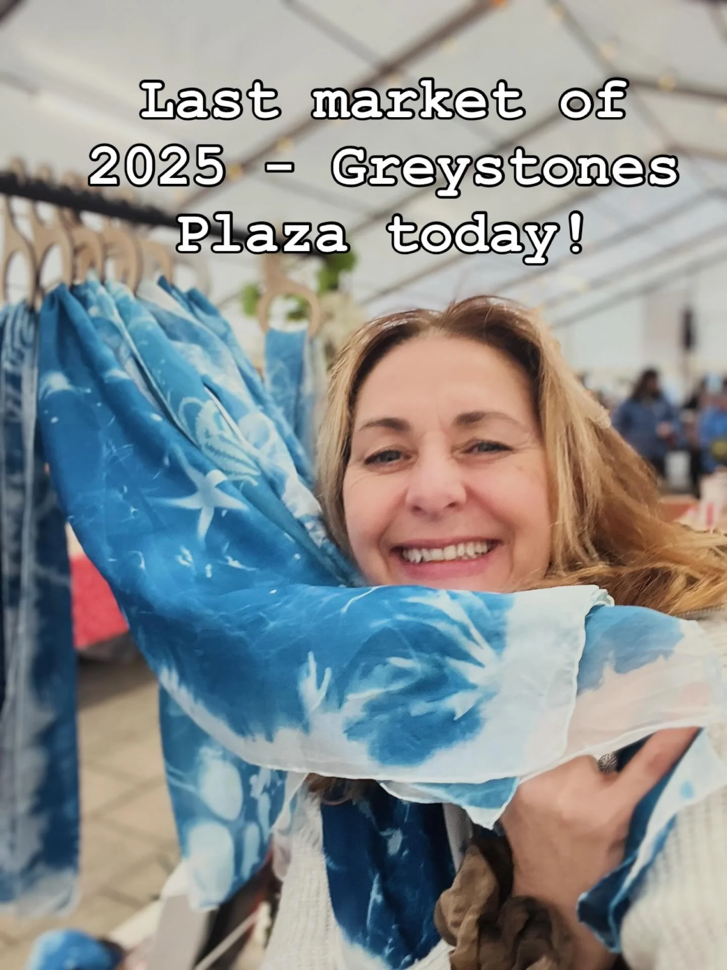 2025 Markets ending this weekend! At Greystones Plaza markets today and tomorrow till 5pm #greystones #madeinwicklow #silkscarves #cyanotype #irishartist