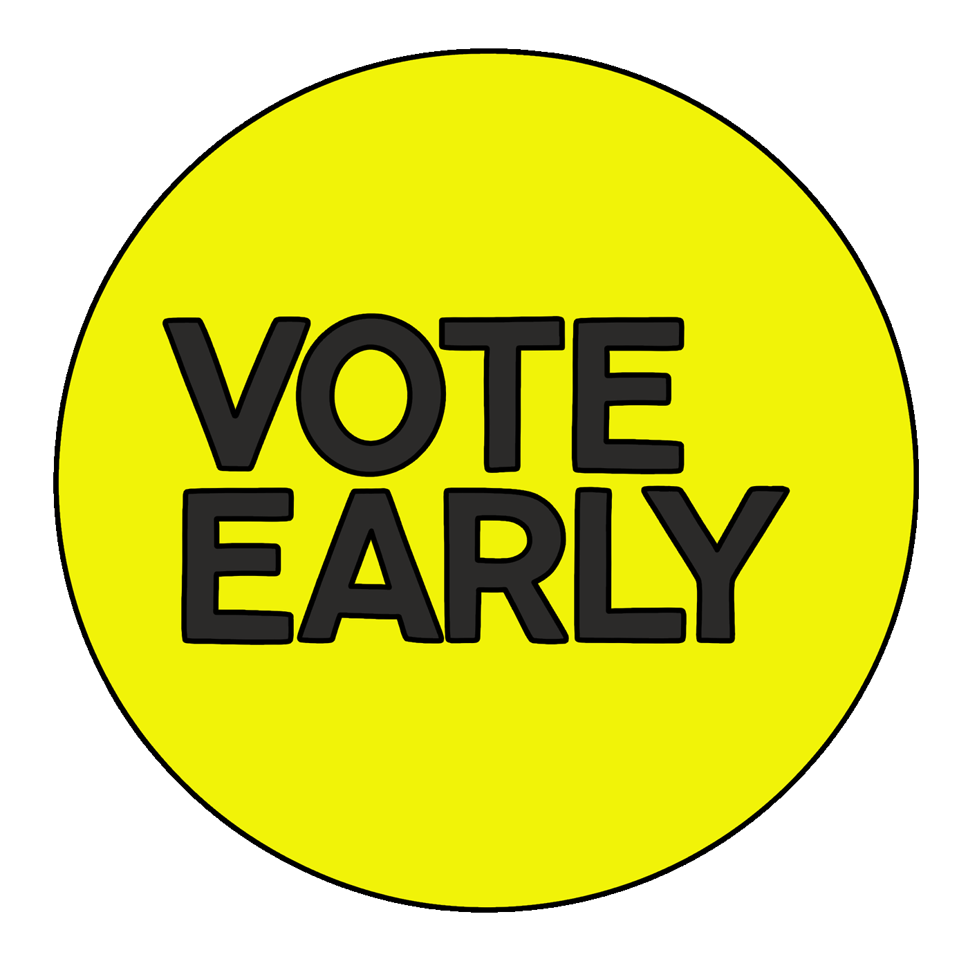 Yellow circle with "Vote Early" text in black. Digital marketing By Nora Fikse animated stickers gifs bynorafikse