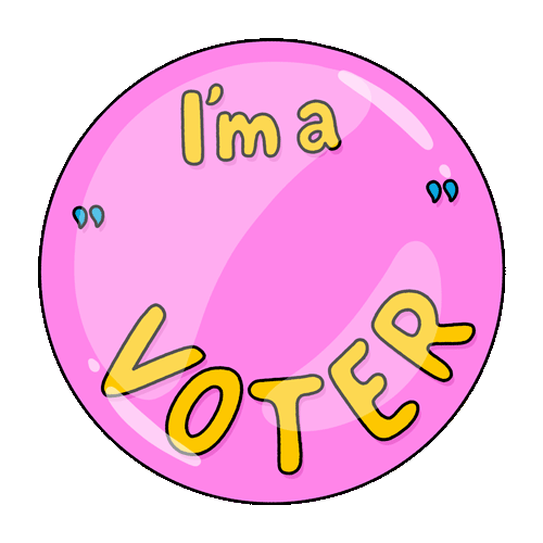 Pink button with the text "I'm a Voter." Digital marketing By Nora Fikse animated stickers gifs bynorafikse