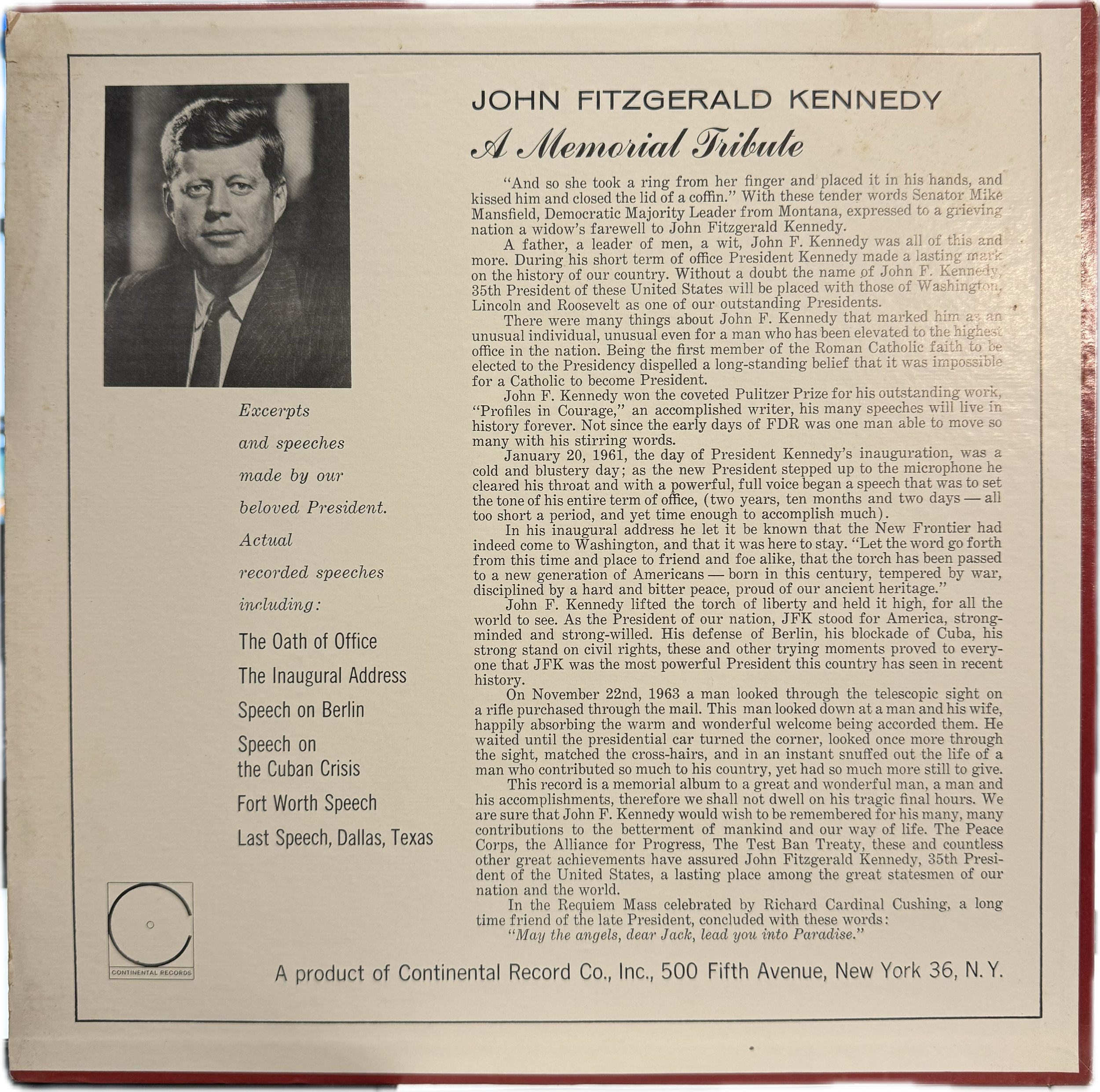 John Fitzgerald Kennedy* – A Memorial Tribute