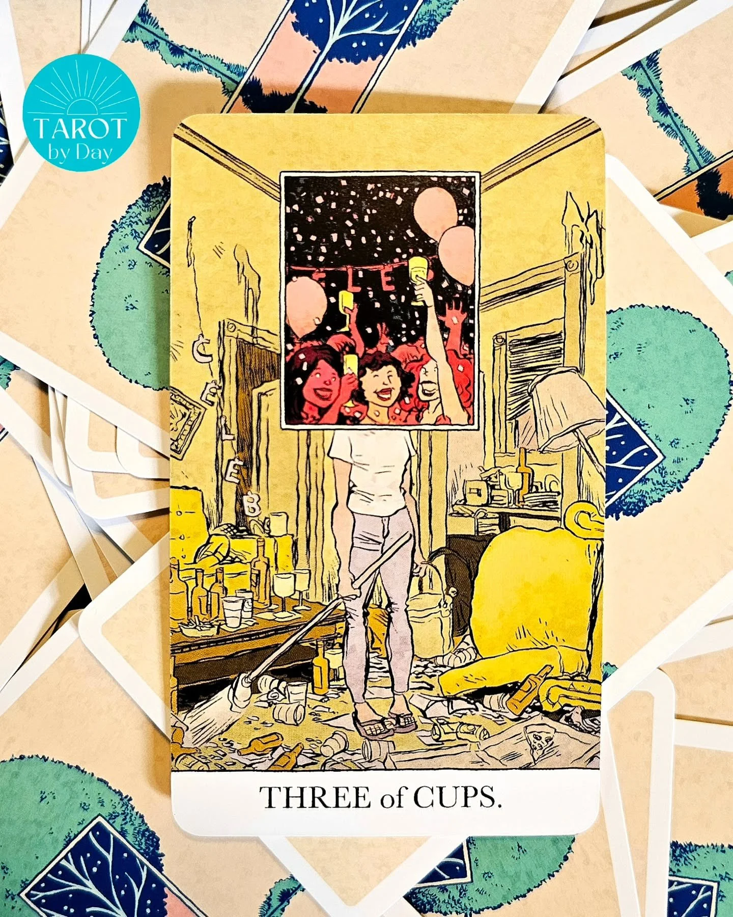 Today brings us the 3 of Cups!🌝💕🧐 With the full moon in Aries & Mercury in Scorpio, deep things are coming to the surface. Another level is unveiled to us at this time. We can see & feel beyond the illusions in our lives. People are cravin