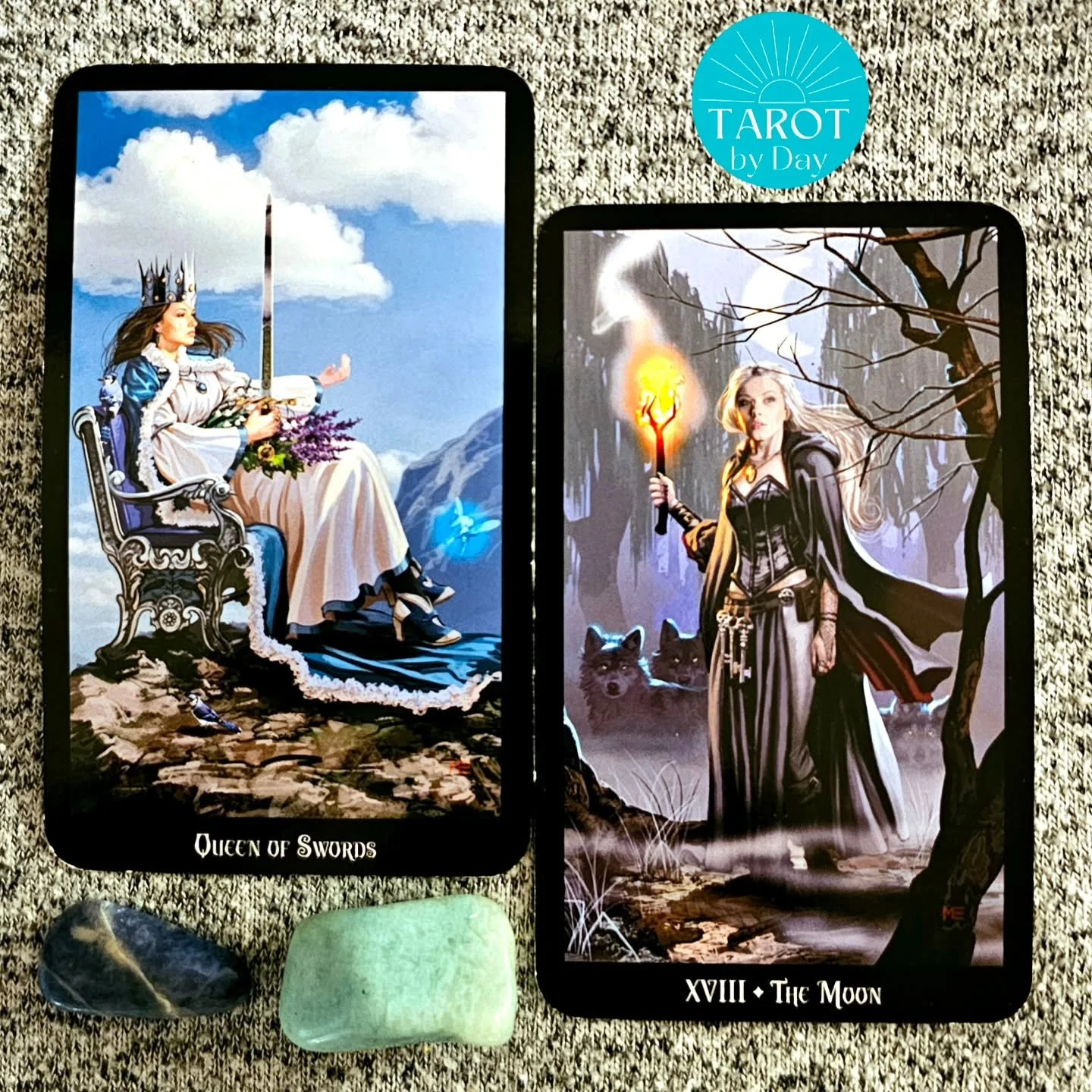 Today brings us the Queen of Swords &amp; the Moon!⚔️🌝🍂 Cozy season begins as we near the Taurus full moon. Perfect timing to assess what you'll be surrounding yourself with for the next few months. Stay open to surprises being revealed. But in ord