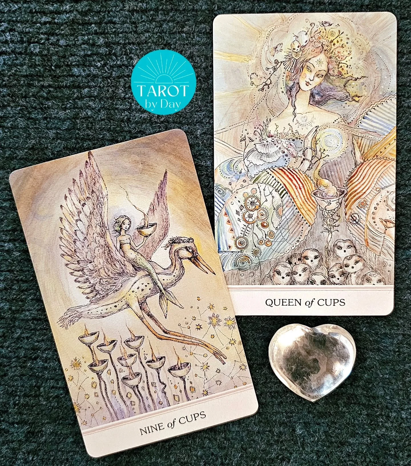 Join me Sunday at @tlhhealingartsfestival for your in-person tarot reading!🔮🃏✨️

Today brings us the 9 of Cups &amp; Queen of Cups!🫗💕✨️ The quarter moon invites us to leave behind what's no longer needed. This final release creates space to manif