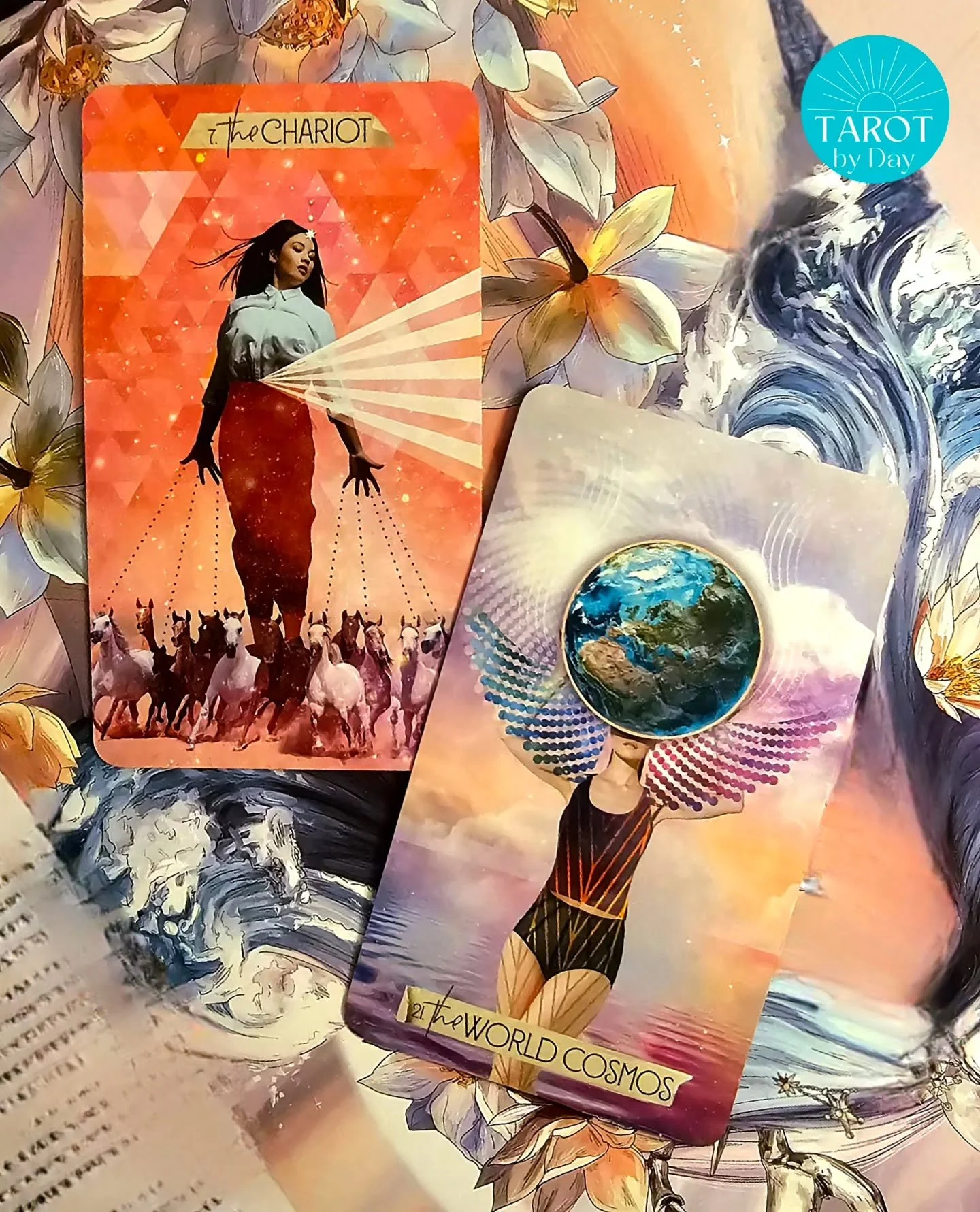 Today brings us the Chariot &amp; the World Cosmos!🐎🌍🔥 Obviously huge shifts are on the global horizon. But they may be farther reaching &amp; faster moving than you think. No need to panic. Change is what moves humanity forward. Stagnation leads 