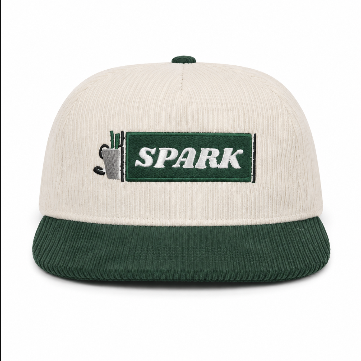 SPARK Corduroy Hat — Cream / Green
