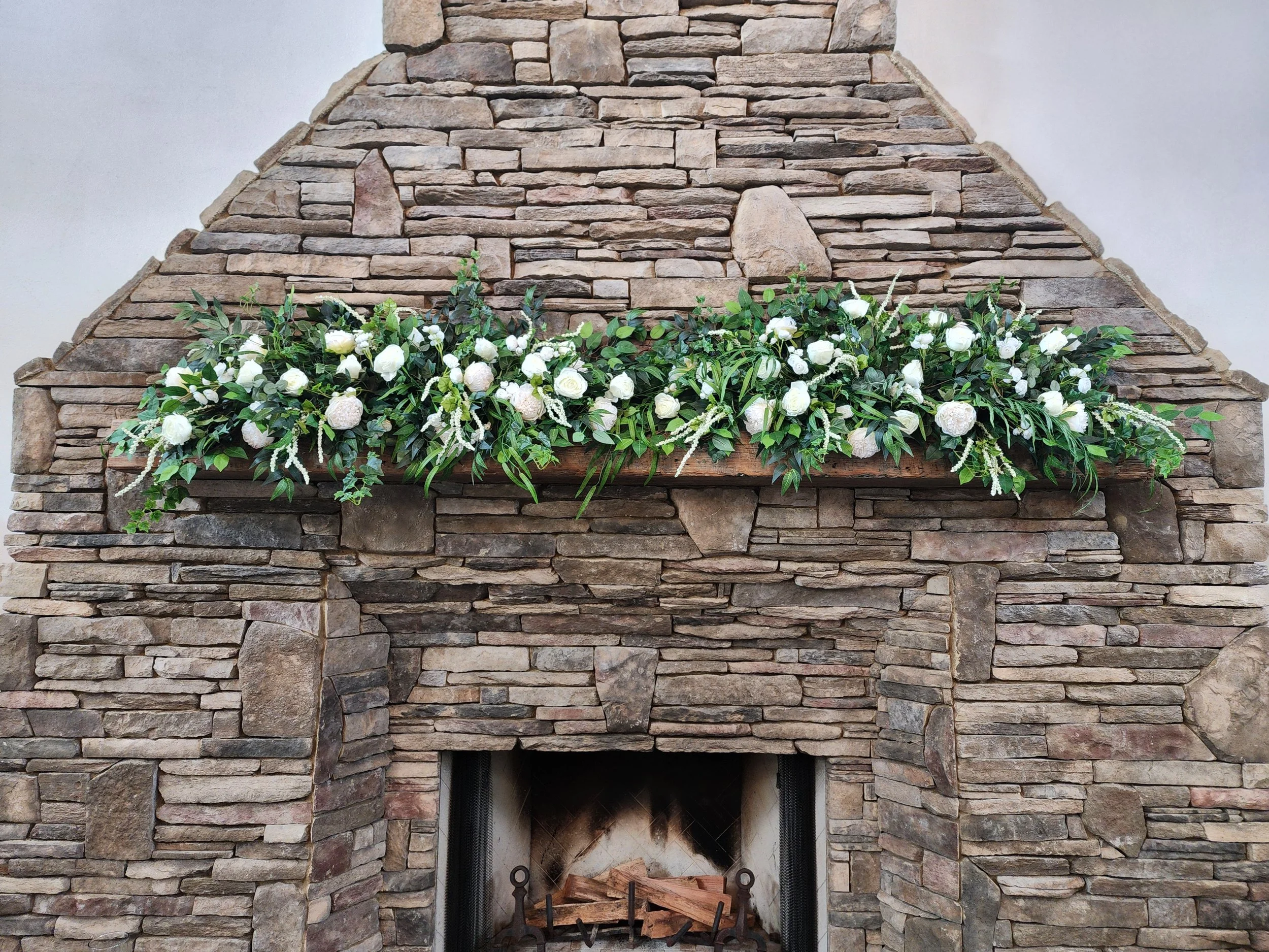 Faux Florals for the Fireplace and Arches