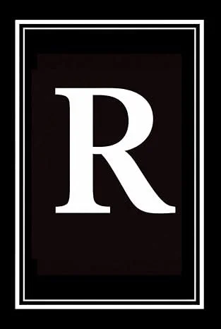 Luxx Notebook: Black and White Monogram Letter R Initial Journal for Work, School, or Gift