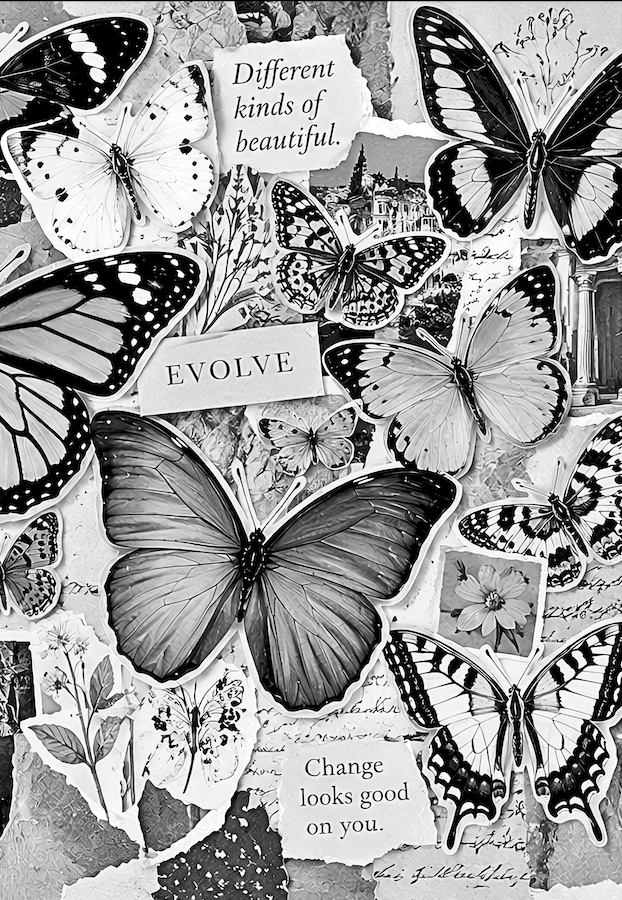 Black and White Butterfly Collage Notebook: for Notes, Journaling, and Writing