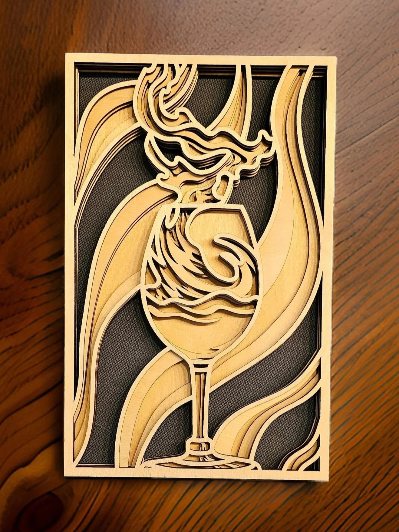 3D Multi-layered Wood Picture - Wine