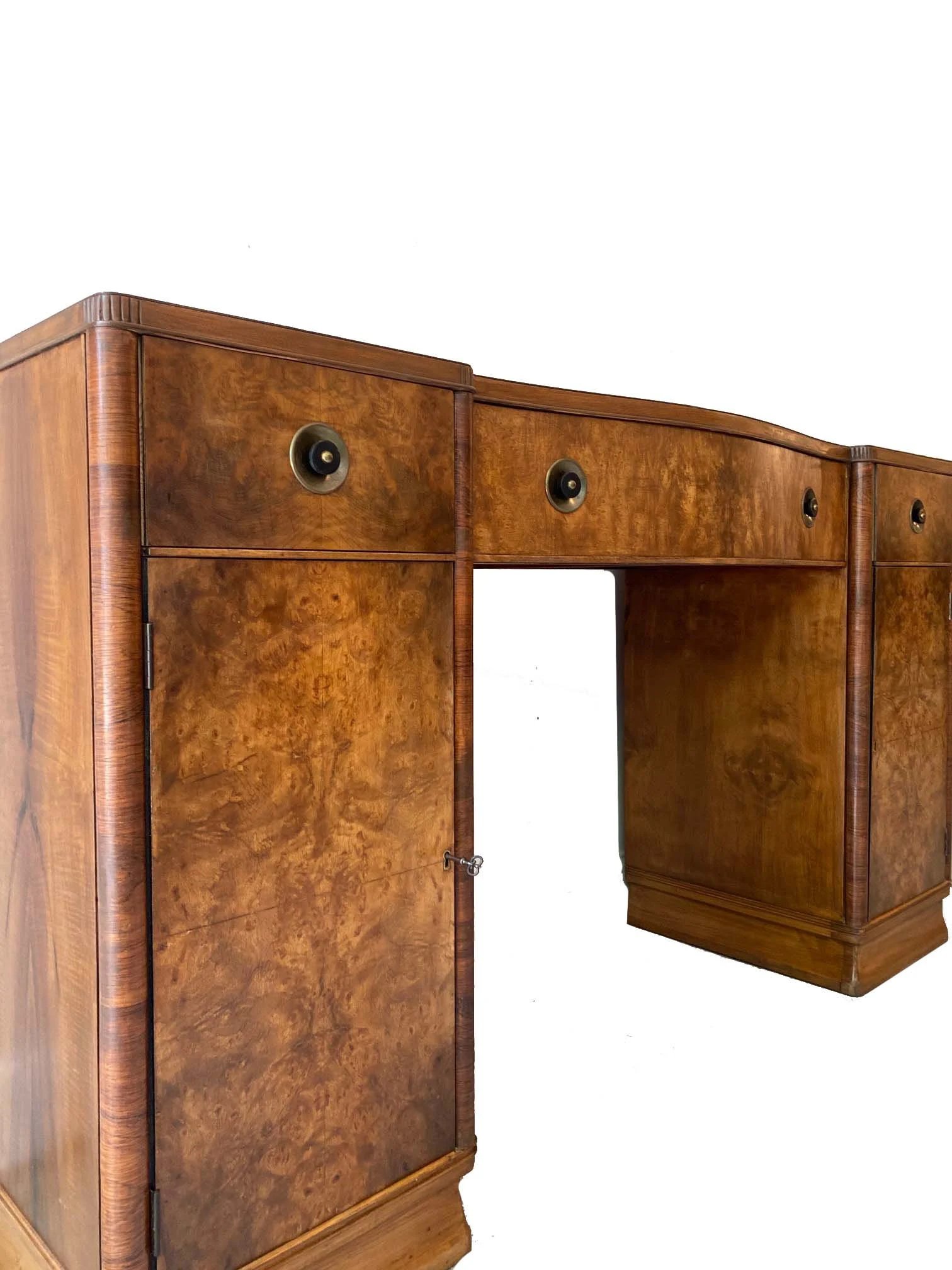 Restored Walnut Burl Art Deco Server