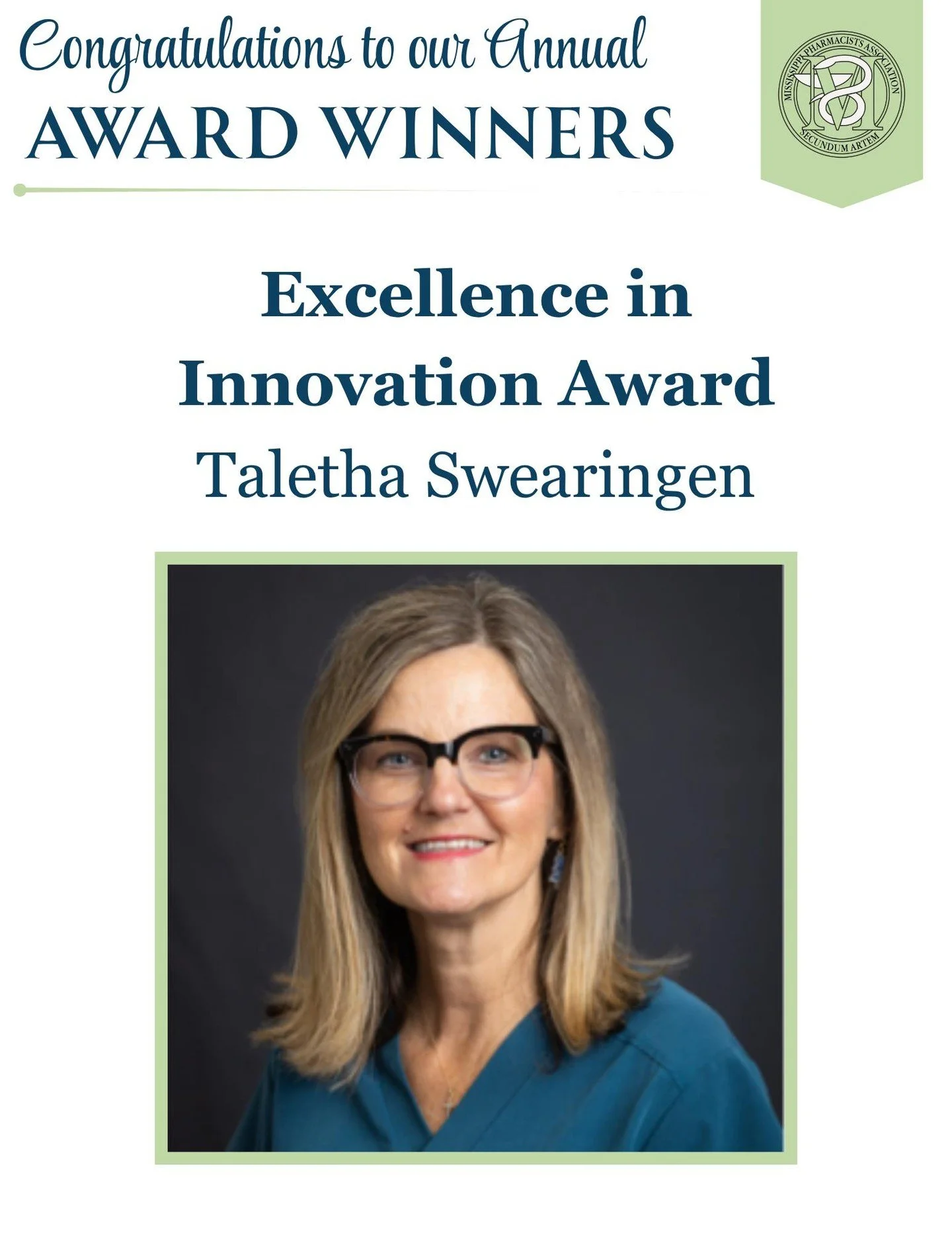 🎉 Congratulations to Taletha Swearingen, recipient of MPhA's Excellence in Innovation Award!

Taletha has transformed patient care through her innovative leadership of Ochsner Rush Medical Center's Transitions of Care Pharmacist Program.

Since laun