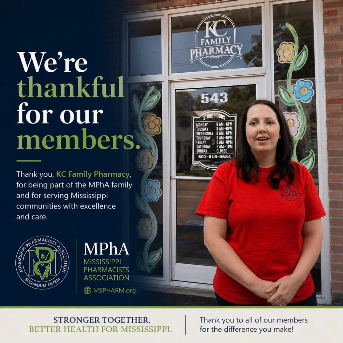 We&rsquo;re thankful for our members who continue to serve communities across Mississippi with care, commitment, and purpose.

Today, we&rsquo;re proud to recognize KC Family Pharmacy and the work they do every day to support the health and well-bein
