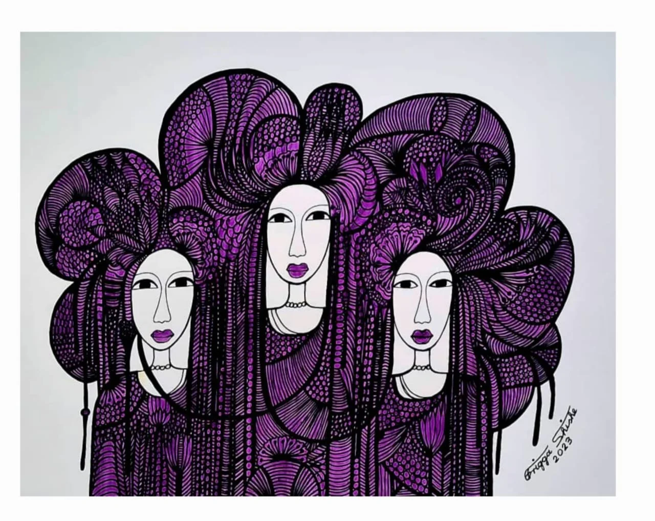 Faces Series, 2023.  Acrylic and permanent maker on paper.  
48 x 60 in (121.92 x 152.4 cm). 