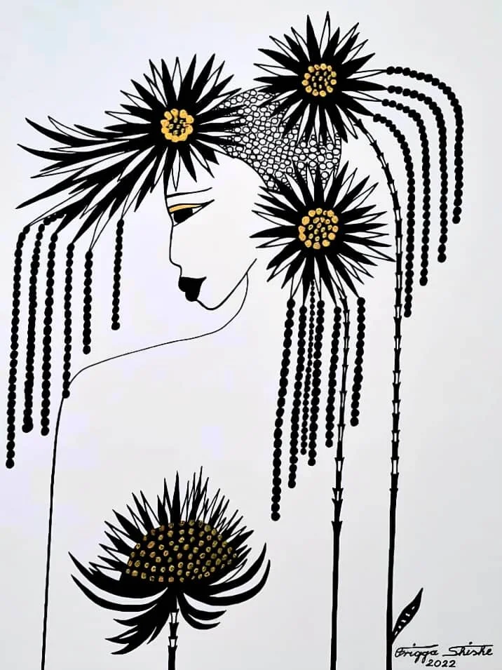  Faces Series, 2022.  Acrylic and permanent maker on paper.  
48 x 60 in (121.92 x 152.4 cm). 