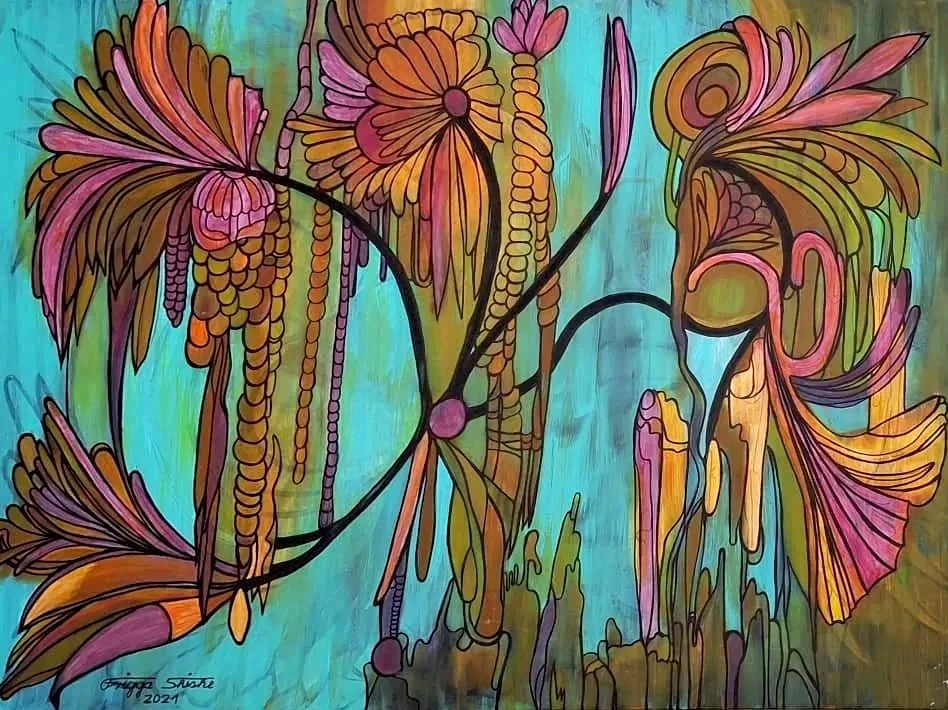 Floral Series, 2021. Acrylic on canvas. 19.68x31.49 in / (50x80cm).
