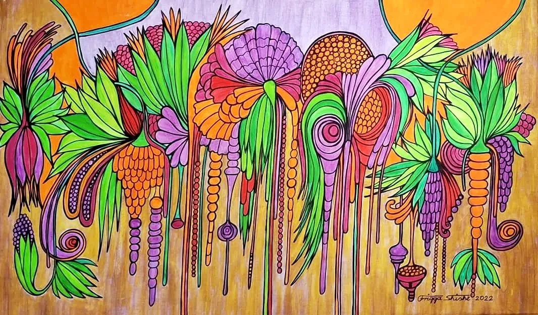Floral Series, 2022. Acrylic on canvas- 23.62x39.37 in / (60x100cm).