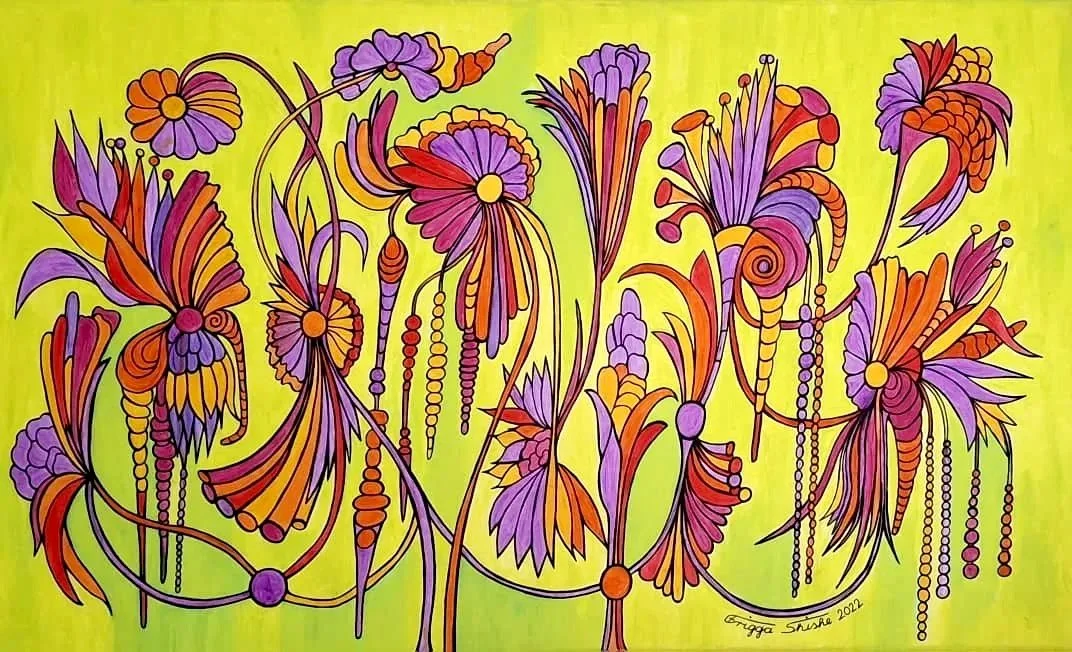 Floral Series, 2022. Acrylic on canvas- 23.62.x39.37in / (60x100cm).