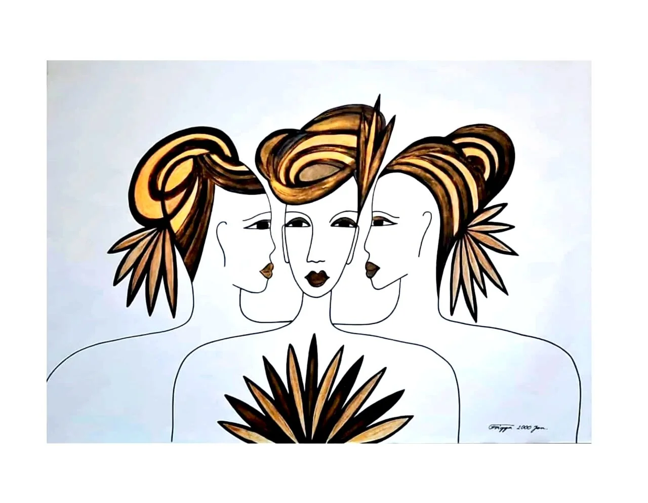  Faces Series, 2000.  Acrylic and permanent maker on paper.  
48 x 60 in (121.92 x 152.4 cm). 
