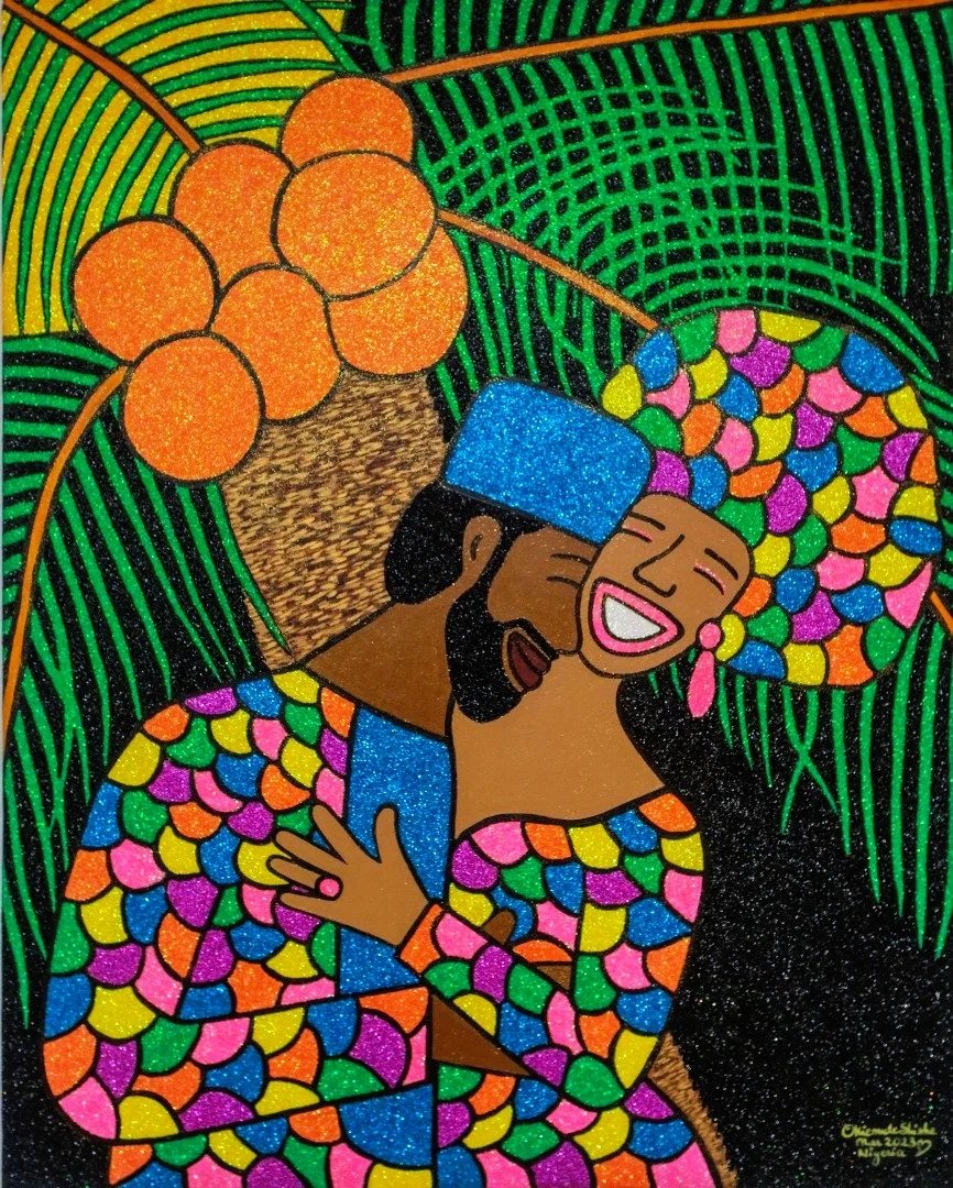 Sweet Love, 2023.
Acrylic and glitter on canvas. 
48 x 60 in (121.92 x 152.4 cm). 
Family Series.