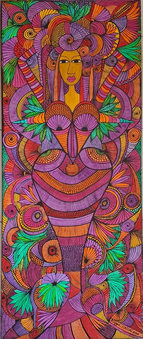 Faces Series, 2024. Acrylic on canvas. 19.68 x 47.24 in (50 x 120cm).