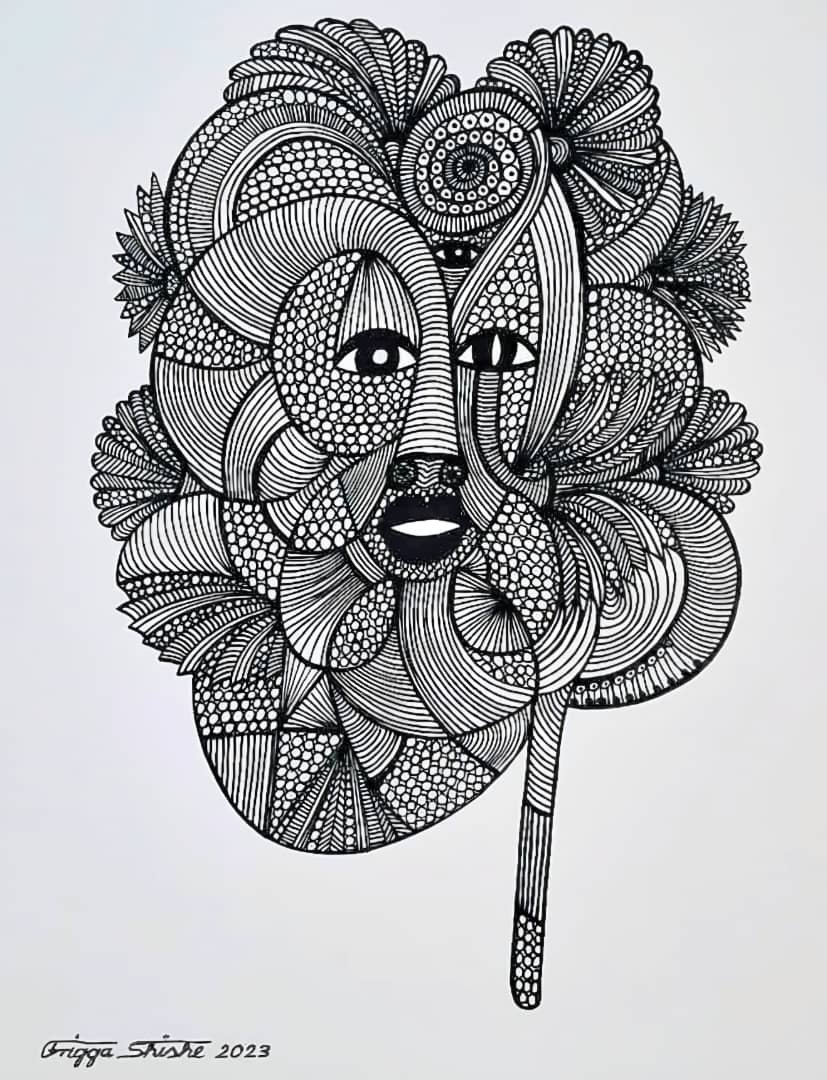 Faces Series, 2023. Permanent maker on paper.  
48 x 60 in (121.92 x 152.4 cm).