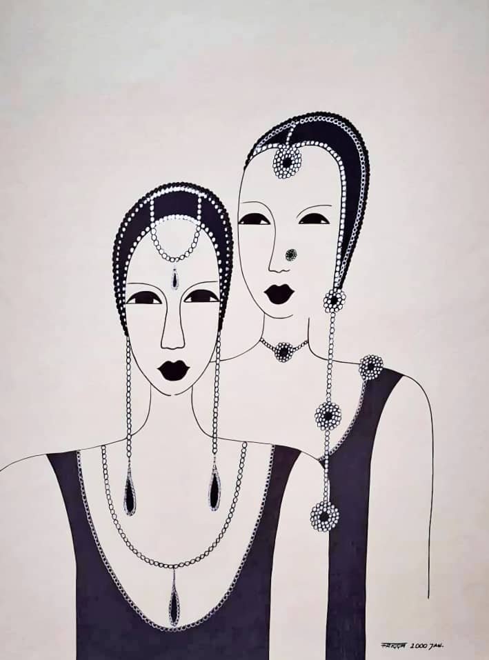  Faces Series, 2000. Permanent maker on paper.  
48 x 60 in (121.92 x 152.4 cm).