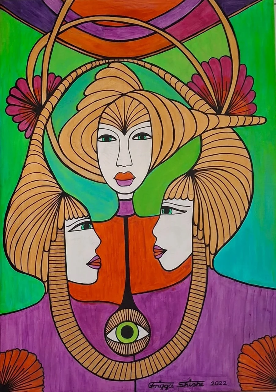 Faces Series, 2022. Acrylic on canvas. 23.62 x 31.49 in (60 x 80 cm).