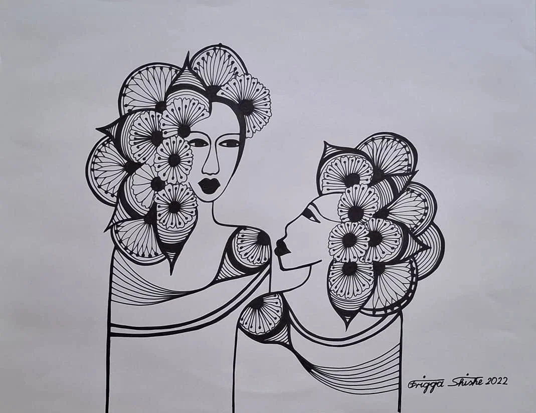 Faces Series, 2022. Permanent maker on paper.  
48 x 60 in (121.92 x 152.4 cm).