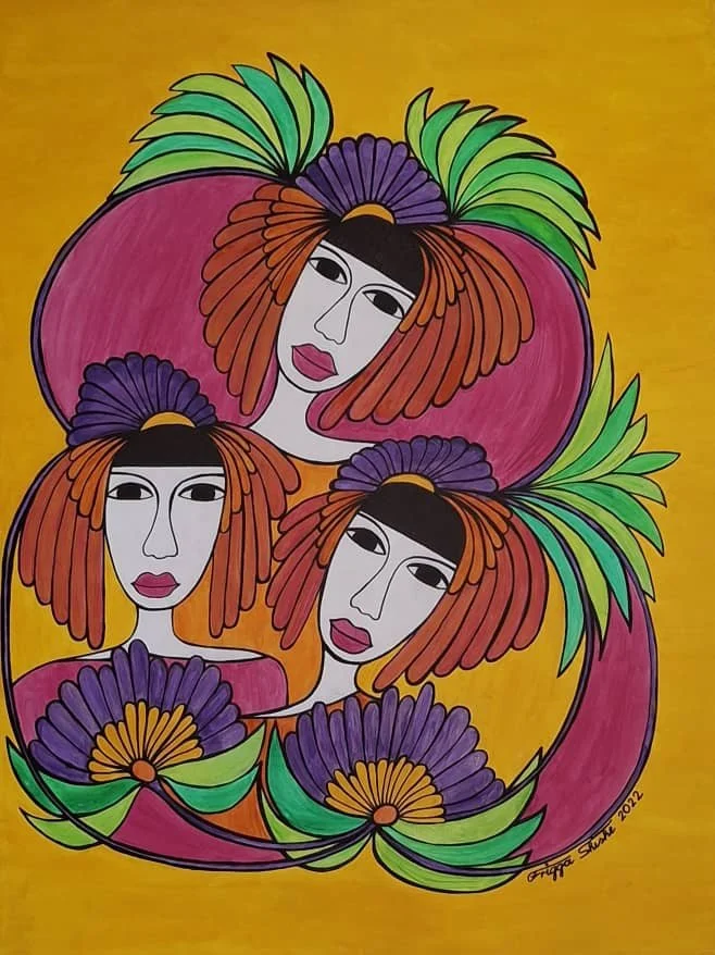 Faces Series, 2022. Acrylic on canvas. 23.62 x 31.49 in (60 x 80 cm).