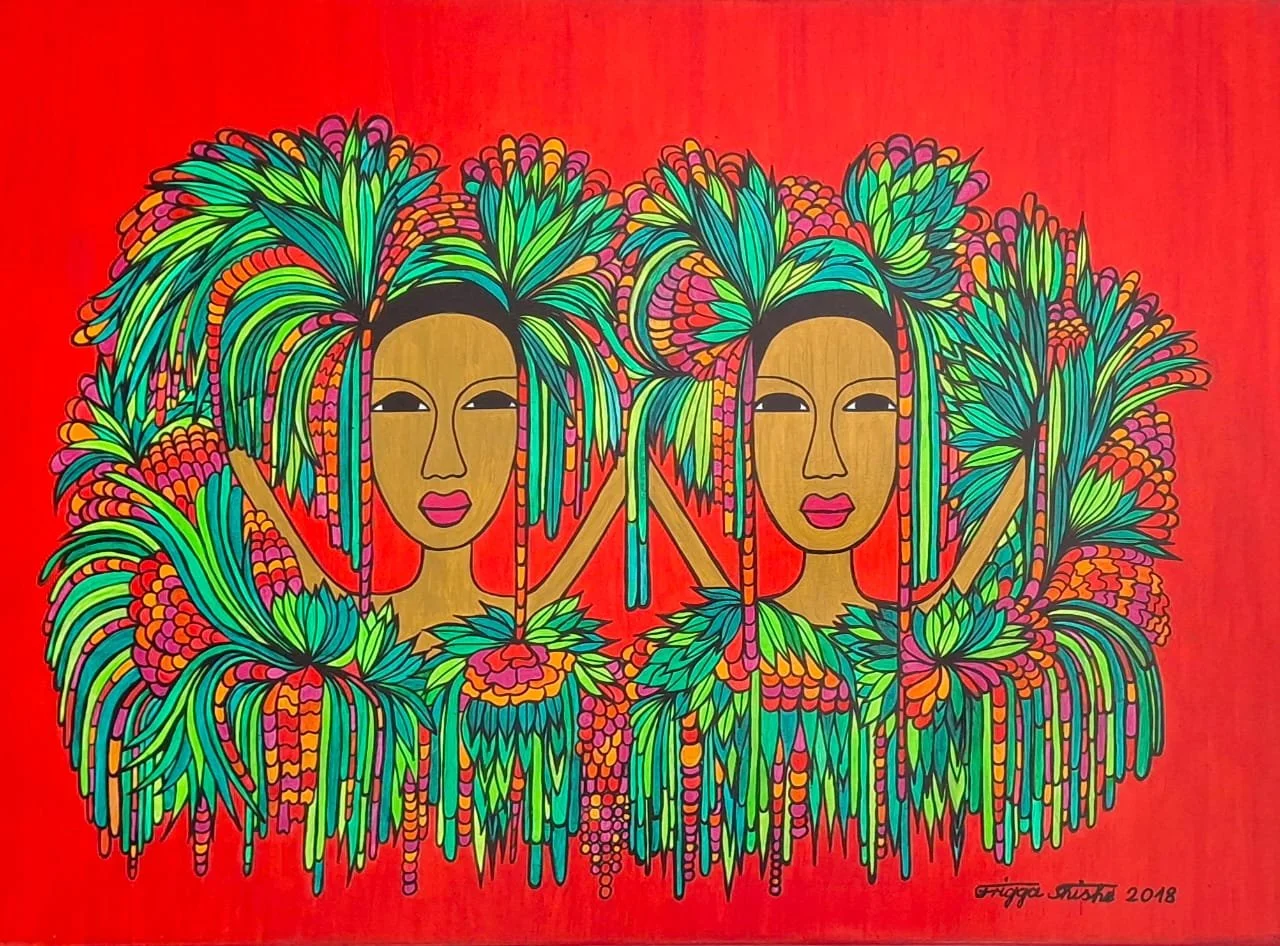 Faces Series, 2018. Acrylic on canvas. 19.68 x 27.56 in (50 x 70 cm).