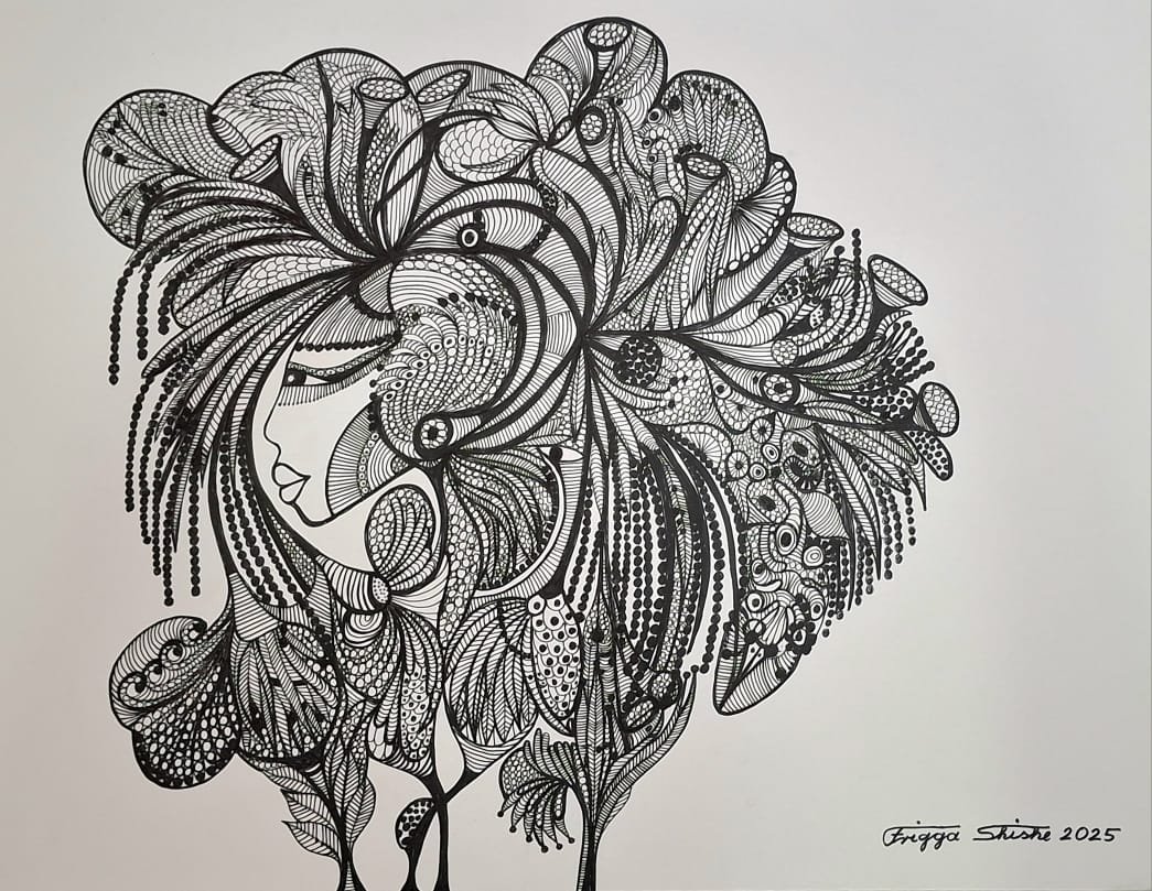 Faces Series, 2025. Permanent maker on paper.  
48 x 60 in (121.92 x 152.4 cm).