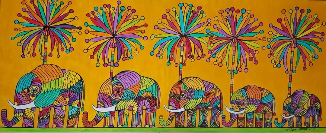 Elephant Series, 2022. 
Acrylic on canvas. 
50 x 100 in (19.68 x 39.37 cm). 
