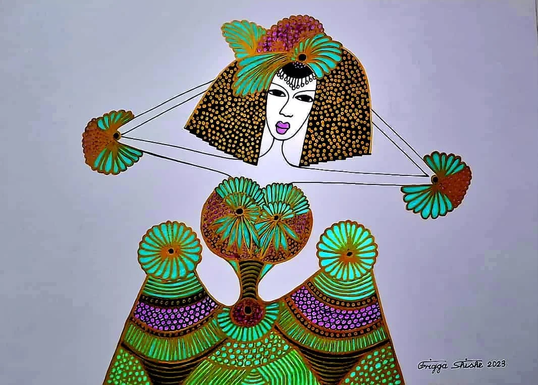  Faces Series, 2023.  Acrylic and permanent maker on paper.  
48 x 60 in (121.92 x 152.4 cm). 