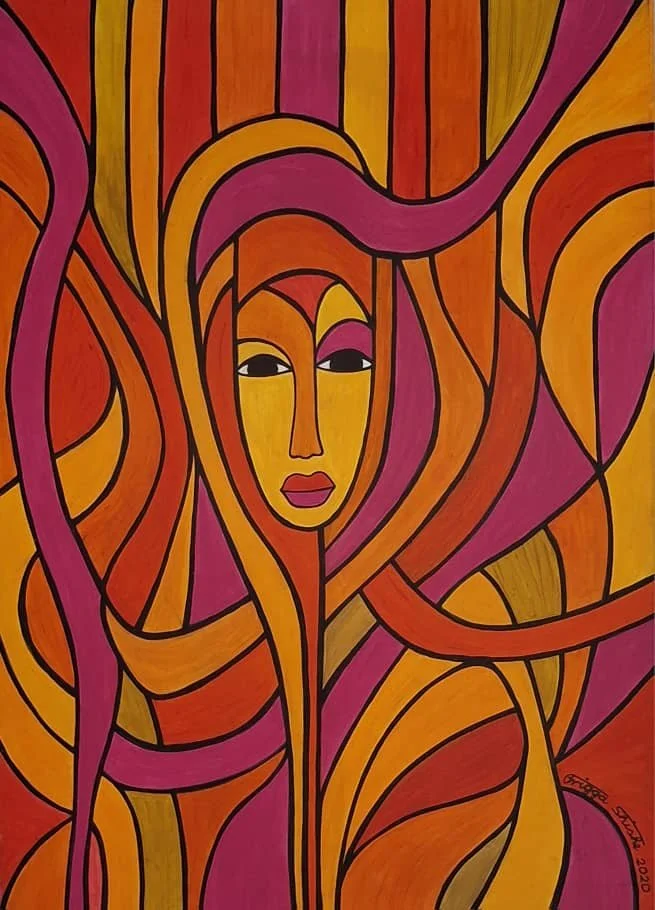 Faces Series, 2020. Acrylic on canvas. 19.68 x 27.55 in (50 x 70 cm).