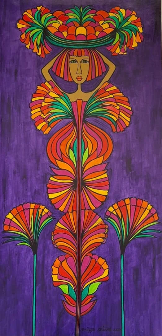 Faces Series, 2020. Acrylic on canvas. 19.68 x 39.37 in (50 x 100 cm).