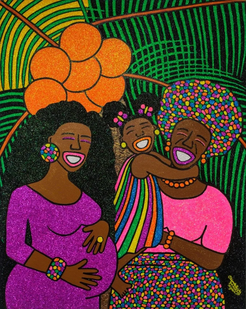 Becoming of Women II, 2023.
Acrylic and glitter on canvas.
48 x 60 in.
Available