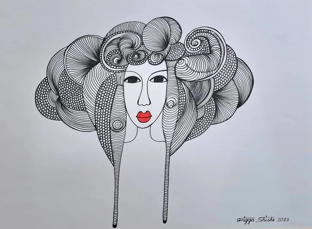  Faces Series, 2023.  Acrylic and permanent maker on paper.  
48 x 60 in (121.92 x 152.4 cm). 