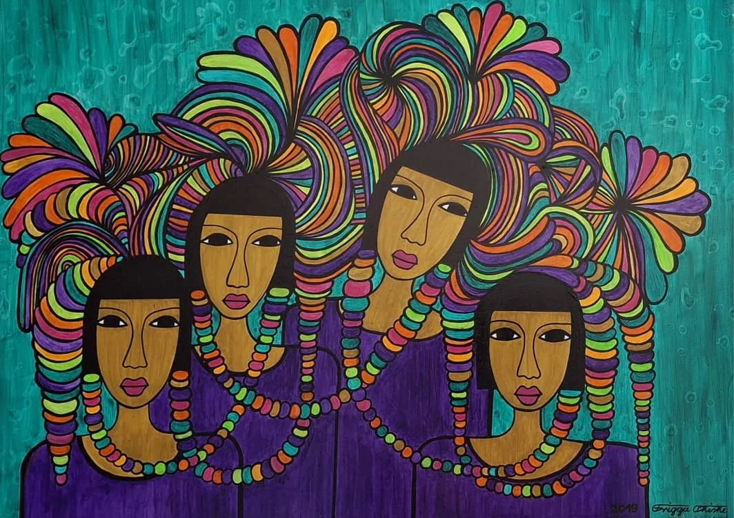 Faces Series, 2018. Acrylic on canvas. 19.68 x 27.55 in (50 x 70 cm).