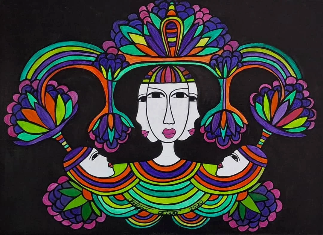 Faces Series, 2020. Acrylic on canvas. 11.81 x 15.74 in (30 x 40 cm).