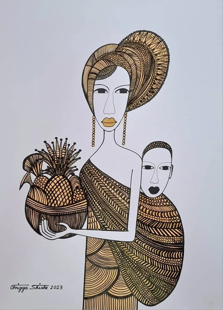  Faces Series, 2023.  Acrylic and permanent maker on paper.  
48 x 60 in (121.92 x 152.4 cm). 