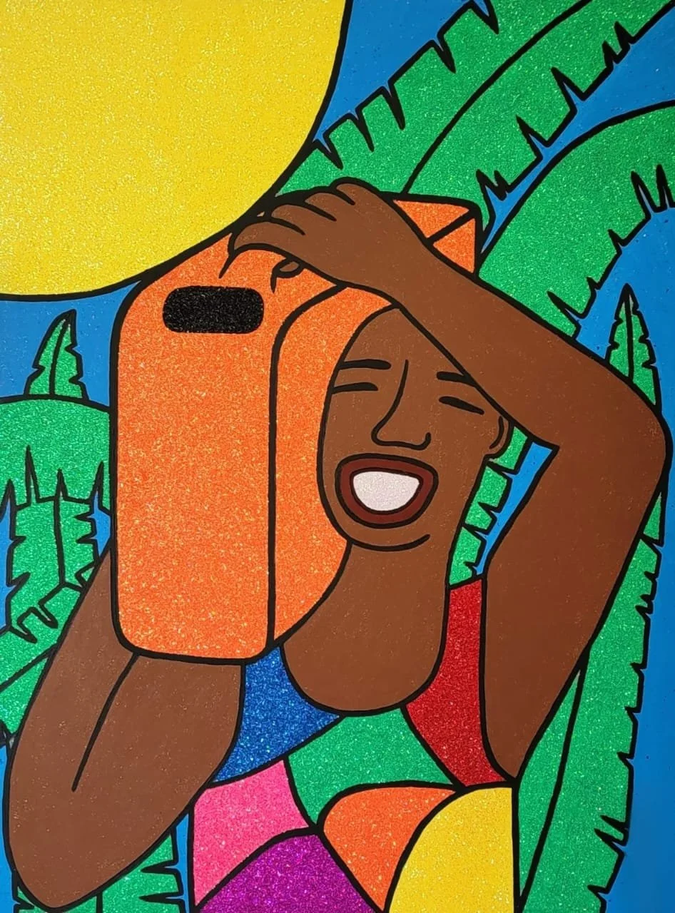 Yesterday Knows My Name, 2023.
Acrylic and glitter on canvas.
36 x 48 in. 
Available