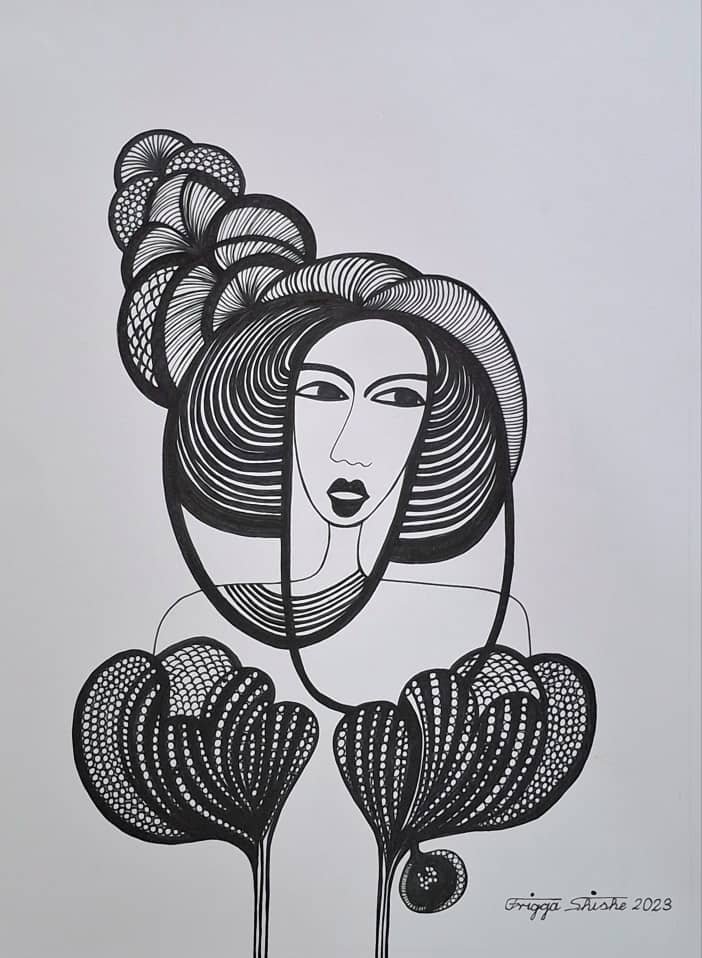 Faces Series, 2023. Permanent maker on paper.  
48 x 60 in (121.92 x 152.4 cm).