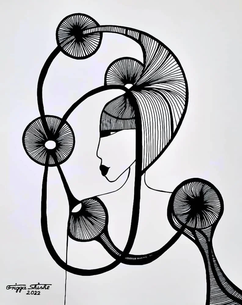 Faces Series, 2022. Permanent maker on paper.  
48 x 60 in (121.92 x 152.4 cm).