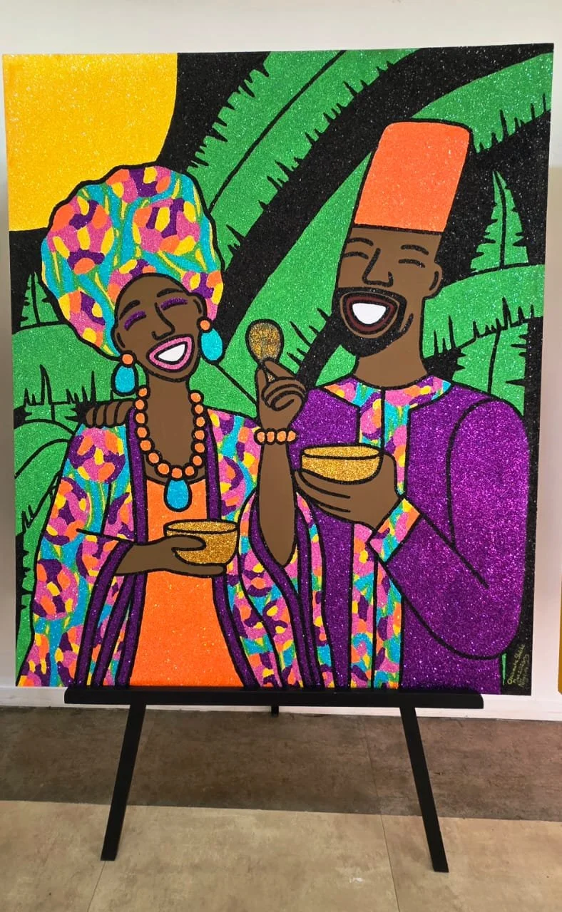 Enjoying the Present Moment, 2026. 
Acrylic and glitter on canvas. 
60 x 72 in.
SOLD