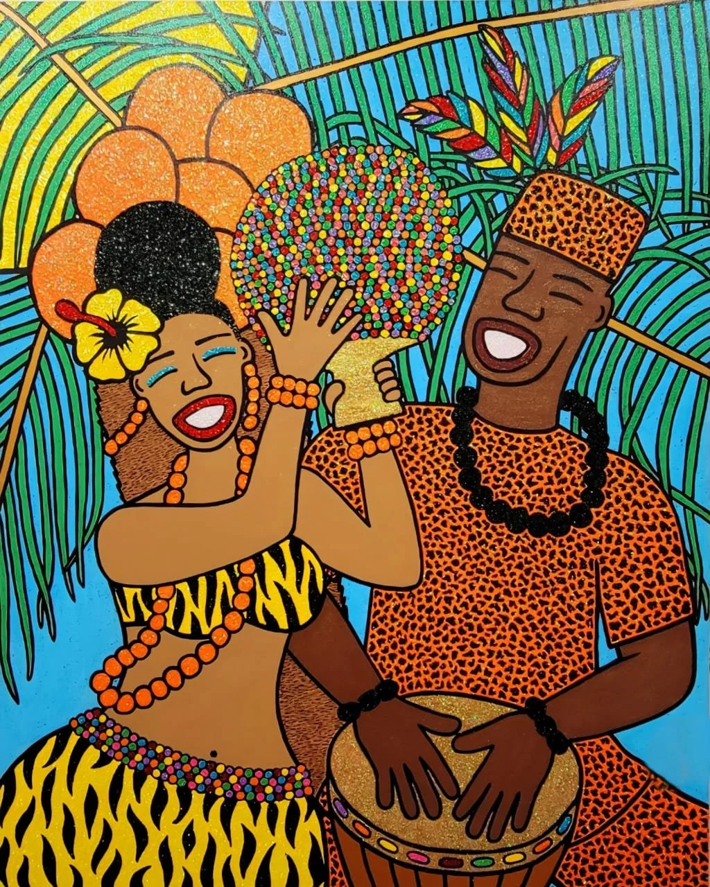 Friendship is Wealth I, 2022. 
Acrylic and glitter on canvas.
48 x 60 in.
Available